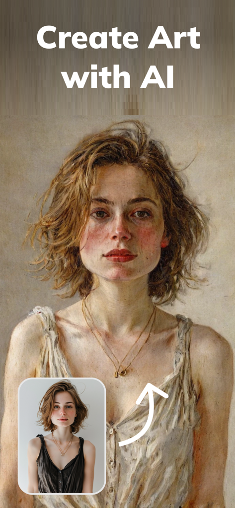 A comparison showing a portrait photo transformed into a Renaissance style oil painting using AI