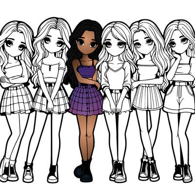 a group of girls realistic