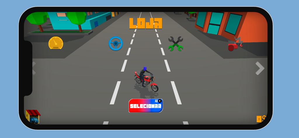 Rota de Fuga - A red motorcycle in the shop menu of the Rota de Fuga racing game