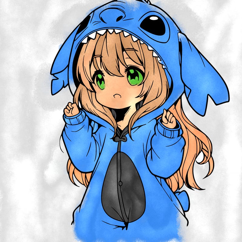anime girl in a stitch onsie