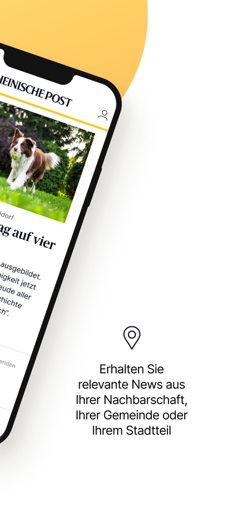 Rheinische Post mobile app interface displaying local news and regional updates on a smartphone.