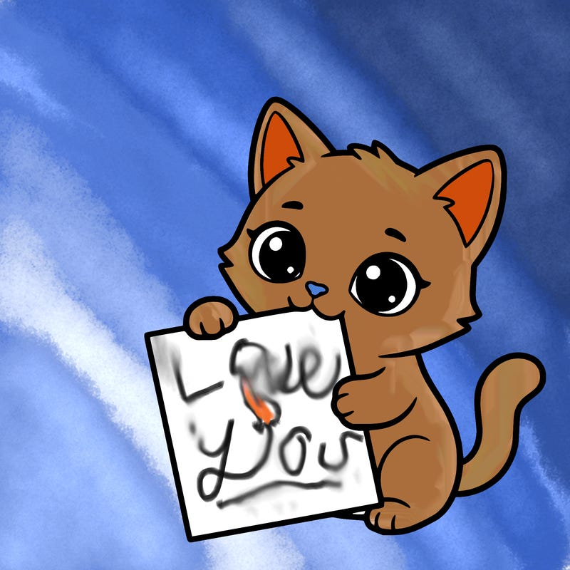 a small cat with a blank sheet of paper in its hand. the cat is sooooooo cute!