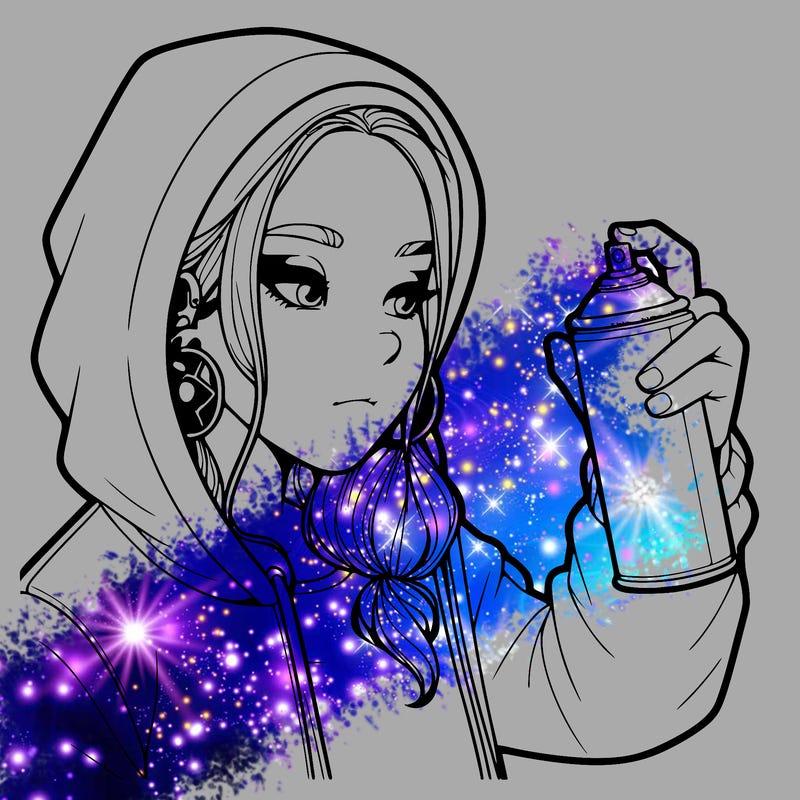 a realistic girl, spray painting