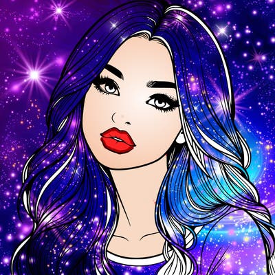 realistic girl with hair on her hair and lips