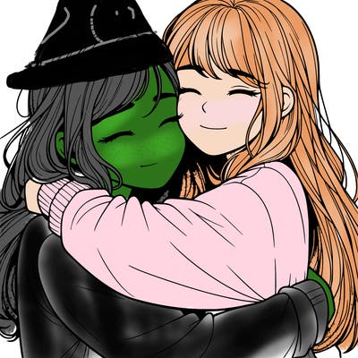 realistic two girls hugging