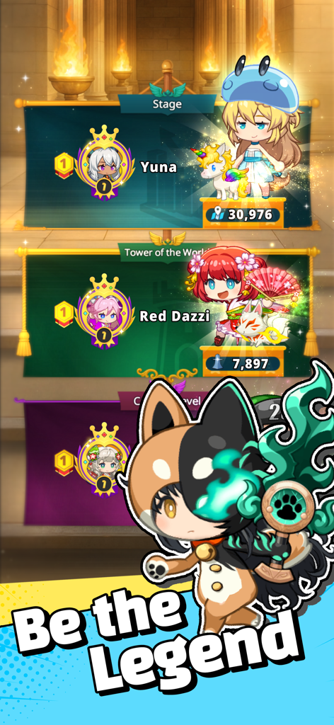 Leaderboard showing top ranked chibi villain characters in the Supervillain Wanted game.