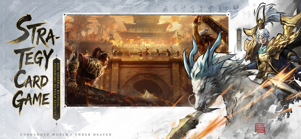 Alchemy and Vault - Jeu de cartes stratégique Alchimie et Coffre mettant en scène des guerriers fantastiques et un cavalier de dragon blanc.