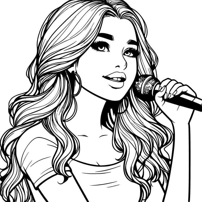 realistic pretty teenage girl singing