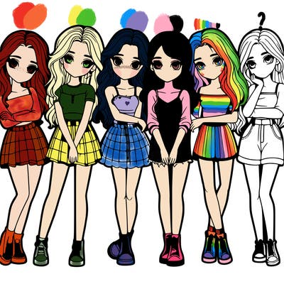 a group of girls realistic