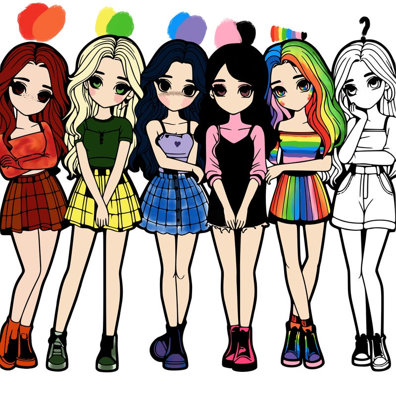 a group of girls realistic