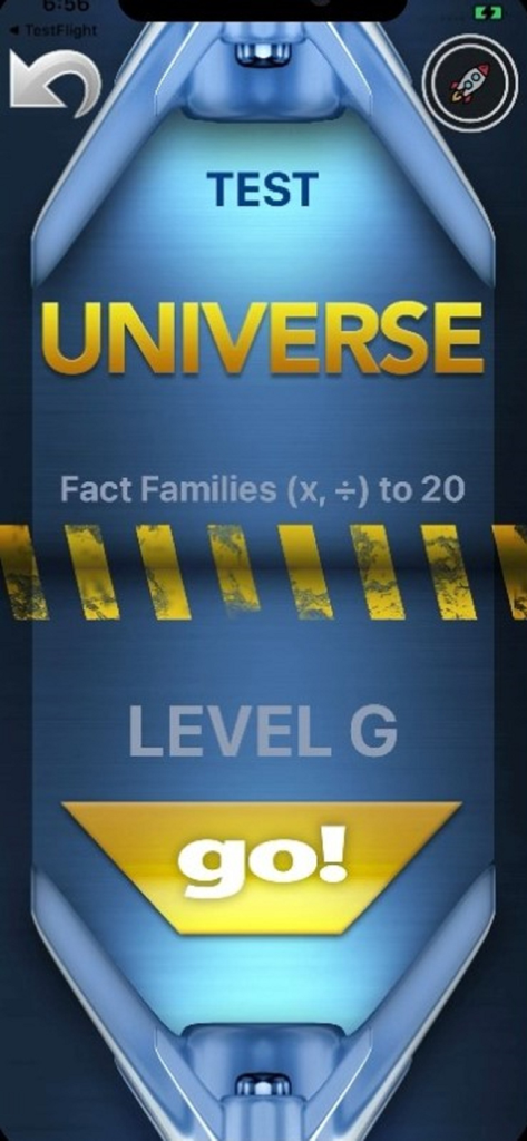 Rocket Math Online Tutor - Rocket Math Online Tutor Level G test screen for multiplication and division fact families