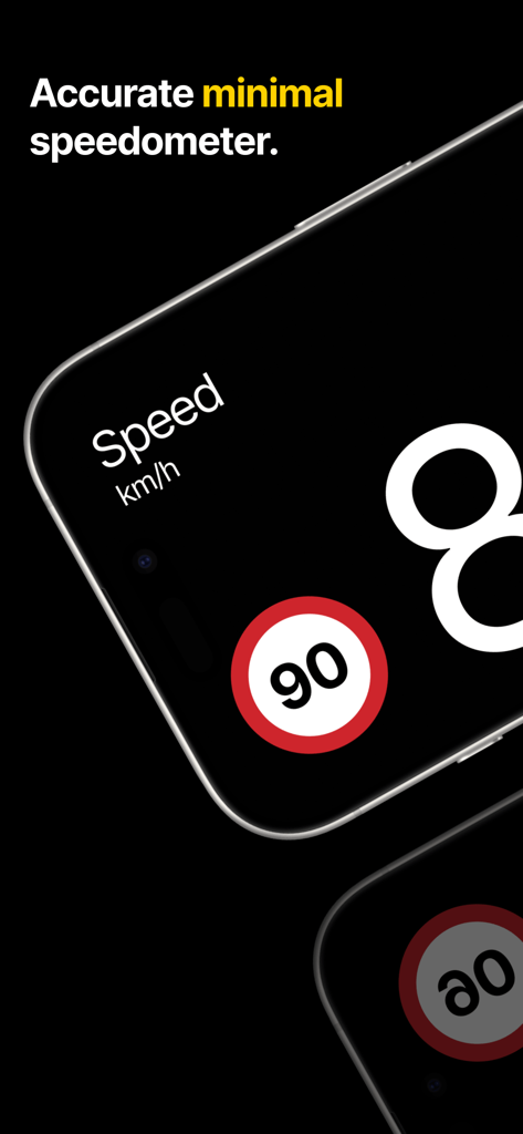 NordHUD - Heads-Up Display - A minimalist GPS speedometer display from the NordHUD app showing speed and speed limits on a dark background.
