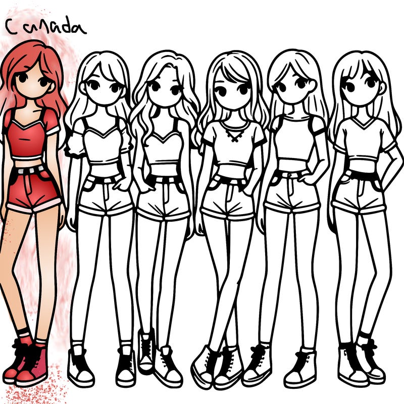 a group of girls wearing crop tops and shorts