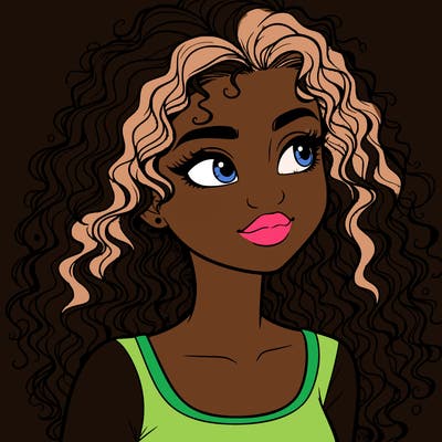 realistic girl with curly hair