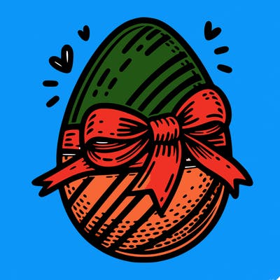 large chocolate egg with ribbon