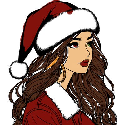 realistic girl in santa hat