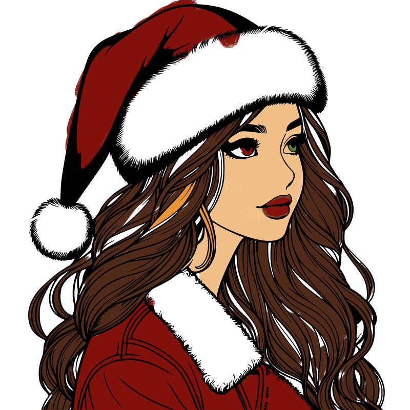 realistic girl in santa hat