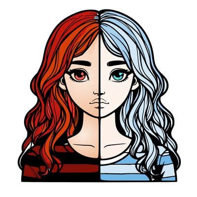 realistic girl split 2 side