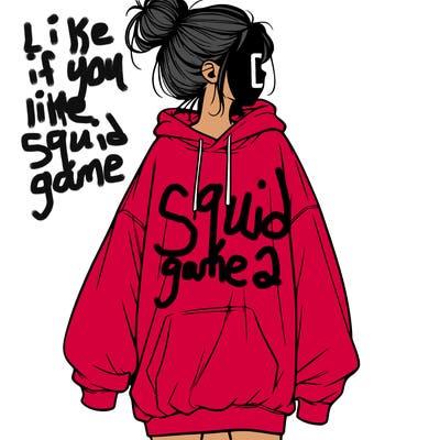 realistic girl with a oversized sweatshirt on and a bun