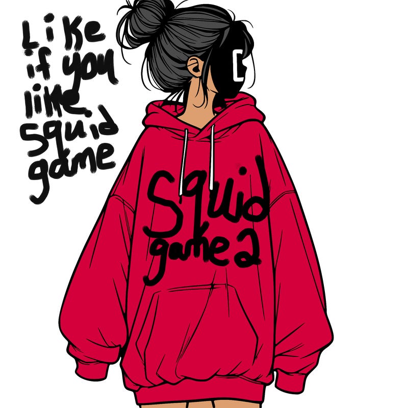 realistic girl with a oversized sweatshirt on and a bun