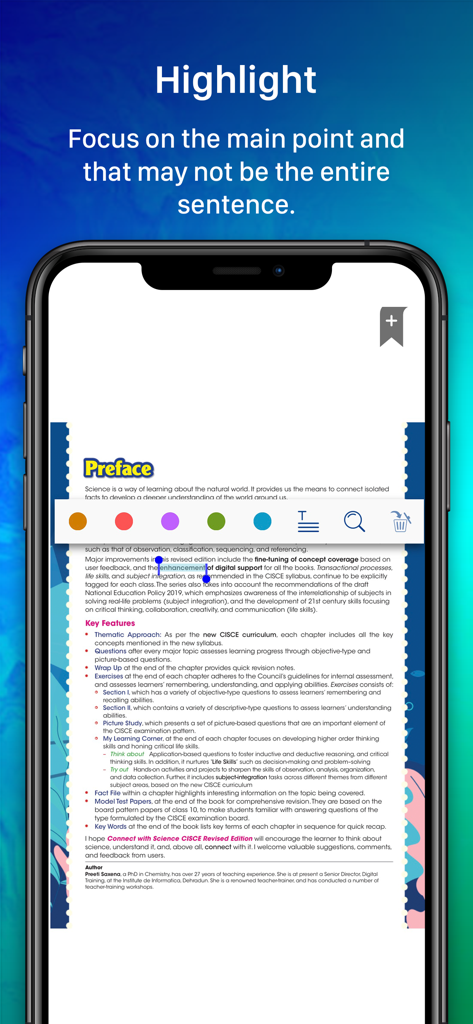 Oxford Educate - Oxford Educate app interface showing text highlighting features on an educational eBook page