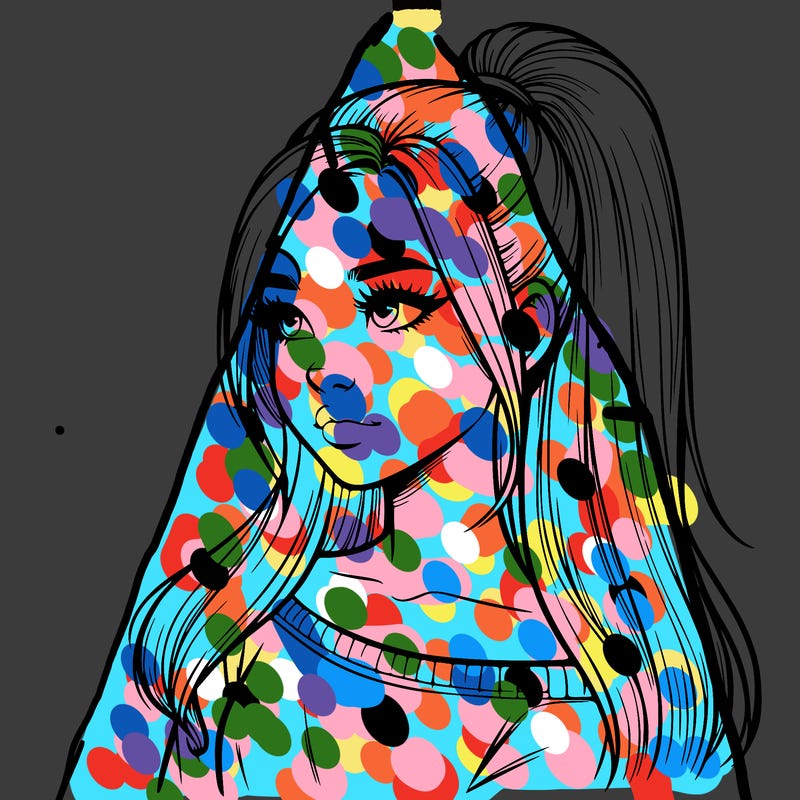 realistic girl with a high ponytail