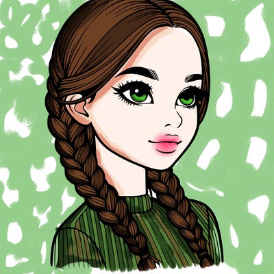 realistic girl with braids