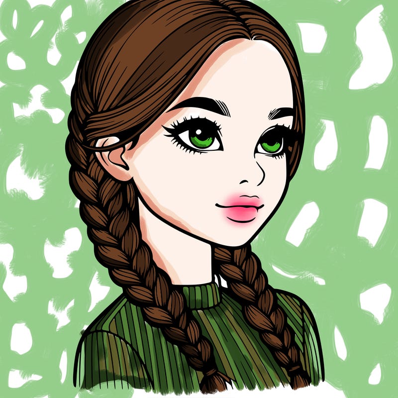 realistic girl with braids