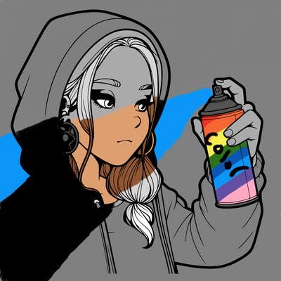 a realistic girl, spray painting