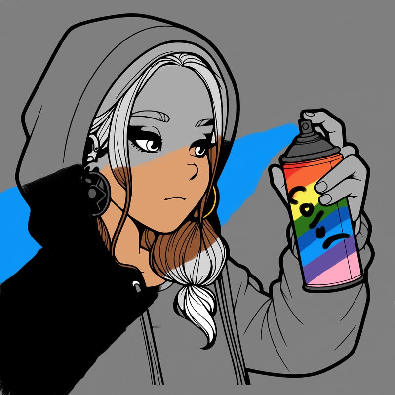 a realistic girl, spray painting