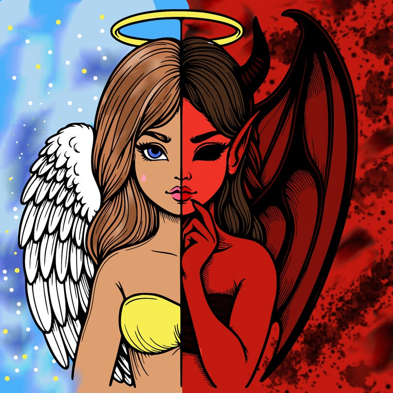 realistic angel half demon