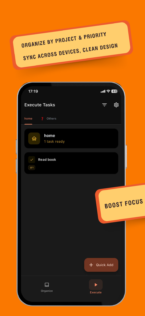 GTD Planner - GTD Planner app interface showing tasks and project organization