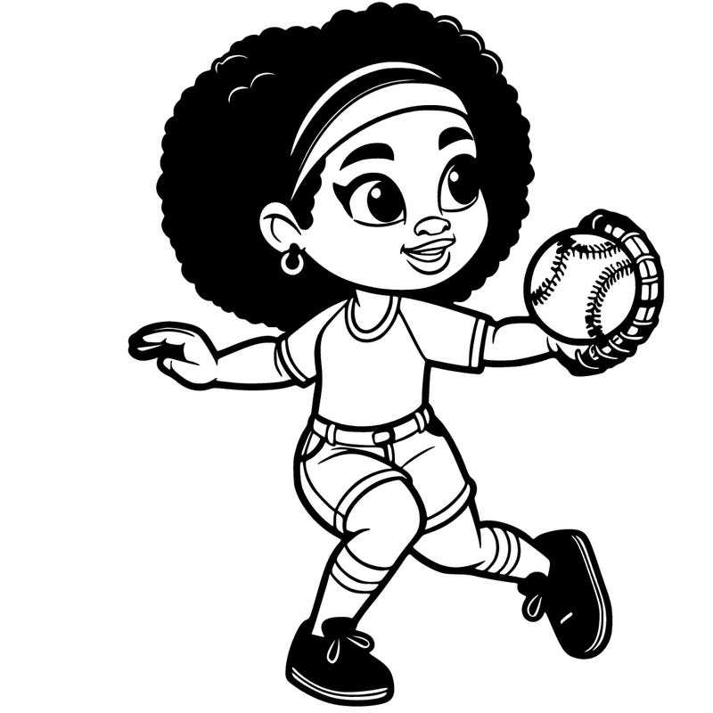 black girl playing softball