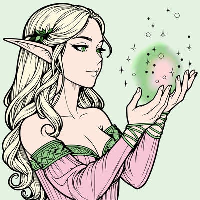 realistic elf girl doing magic