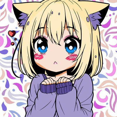 shy anime catgirl