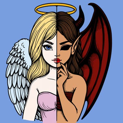 realistic angel half demon