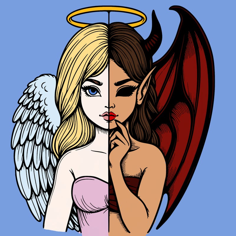 realistic angel half demon