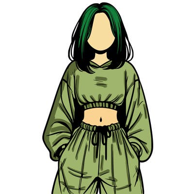 realistic girl faceless with baggy pants and a crop top