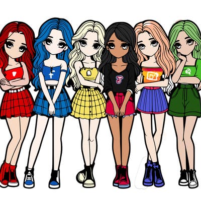 a group of girls realistic