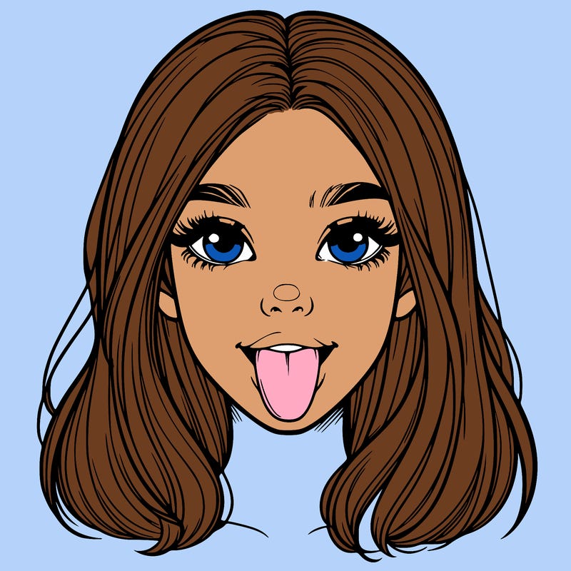 realistic girl with her tongue out