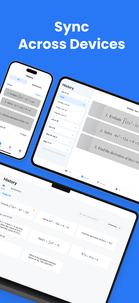 Solvely - AI Study Companion - Solvely app history synced across smartphone and tablet devices