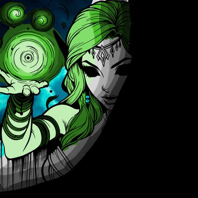 realistic scary beautiful elf sorceress casting spell