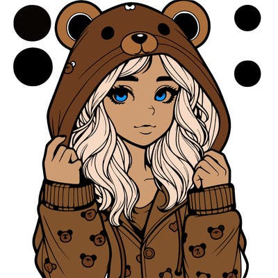 realistic girl in a animal pjs hoodie