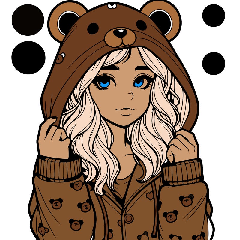 realistic girl in a animal pjs hoodie