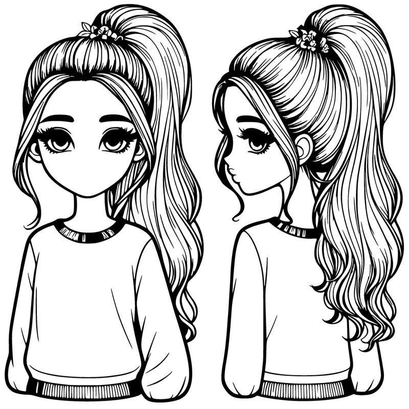 realistic pretty girl with high pony tail