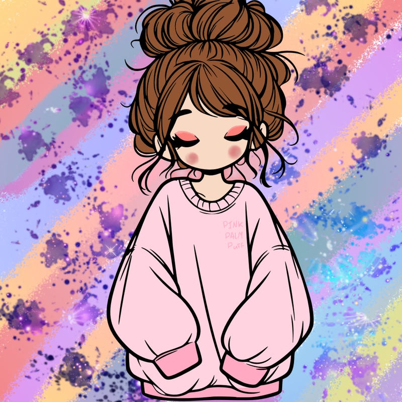 girl with baggy sweatshirt and messy bun