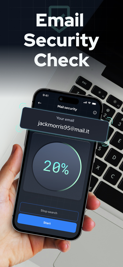 Metal Detector and Spy Camera - Pantalla de smartphone que muestra la función de verificación de seguridad de correo para privacidad digital