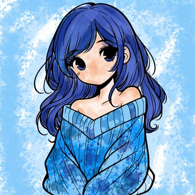 shy pretty girl wearing a sweater that is falling off one shoulder portrait
