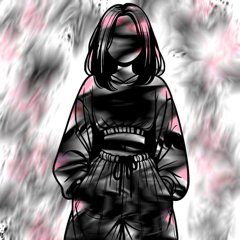 realistic girl faceless with baggy pants and a crop top