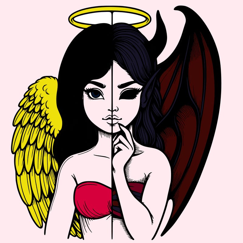 realistic angel half demon